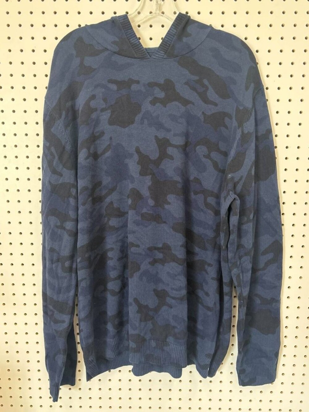 Johnnie-O Mens Blue Camo Knit Hoodie Sweater X-Large